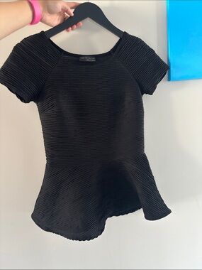 zara Black Textured Peplum Top - Women